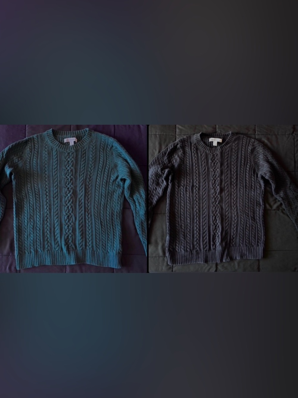 Bundle of Amazon Essentials Women's Cable-Knit Crewneck Sweaters - Green & Black